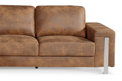 Faux Leather Suede Brown Left Hand Facing Corner Sofa