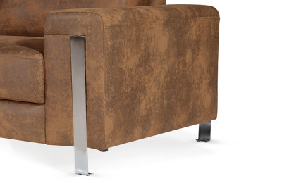 Faux Leather Suede Brown Left Hand Facing Corner Sofa