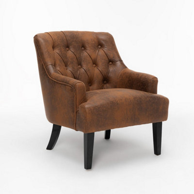 Faux Leather Suede Brown Lydia Accent Chair