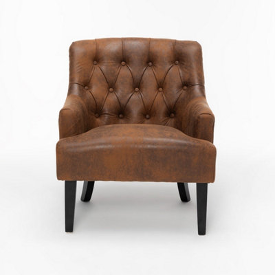Faux Leather Suede Brown Lydia Accent Chair