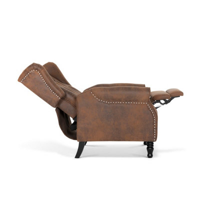 Faux Leather Suede Brown Marianna Manual Recliner Wingback Chair