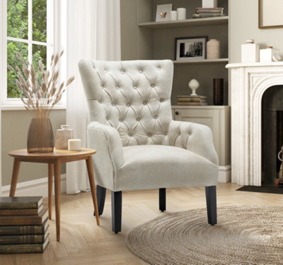 Picture of Faux Leather Suede Cream Gabriella Accent Chair
