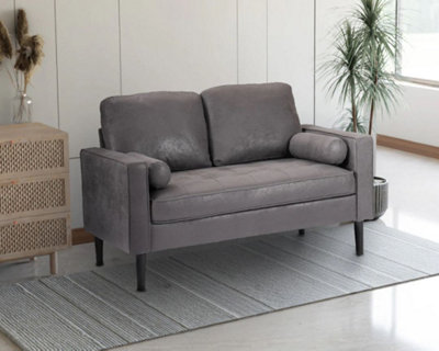 Faux Leather Suede Grey 2 Seater Brindisi Sofa