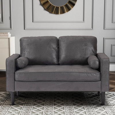 Faux Leather Suede Grey 2 Seater Brindisi Sofa