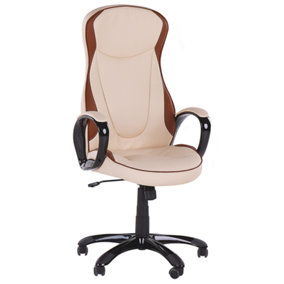 Faux Leather Swivel Executive Chair Beige FELICITY