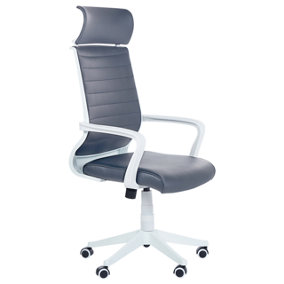 Faux Leather Swivel Office Chair Grey LEADER