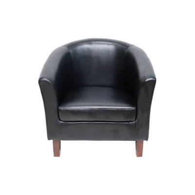 Black leather 2025 tub chair