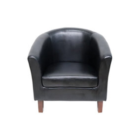 Faux Leather Tub Chair In Black
