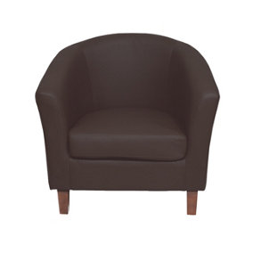 Faux Leather Tub Chair In Brown