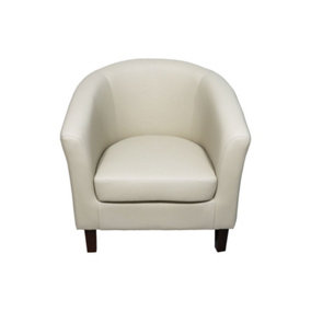 Faux Leather Tub Chair In Cream