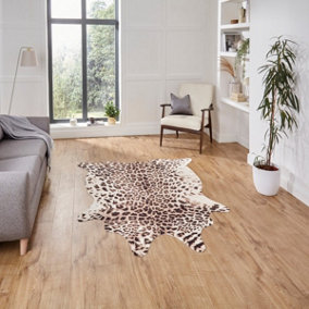 Faux Leopard Print Brown Beige Abstract Animal Cowhide Modern Rug for Living Rug for Living Room and Bedroom-155cm X 195cm