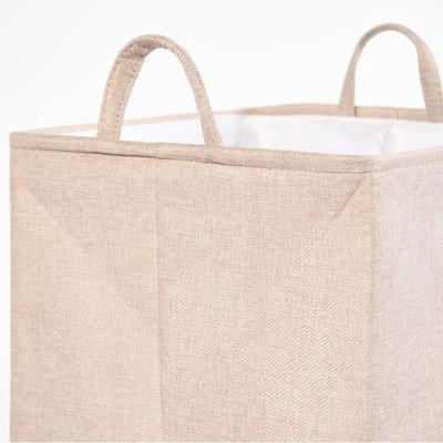 Faux Linen Laundry Bag with Handles - 4