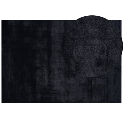 Faux Rabbit Fur Rug 160 x 230 cm Black MIRPUR