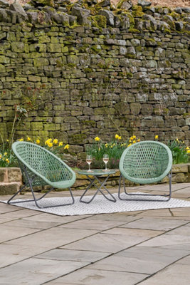 Faux Rattan Garden Furniture Green Patio Set Includes a Table and 2 ...