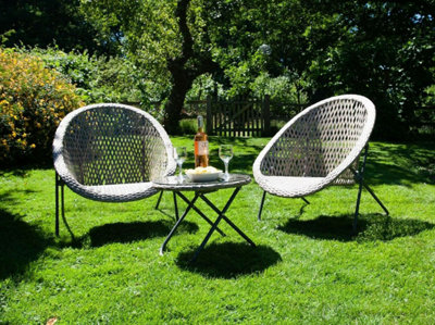 Faux Rattan Garden Furniture Patio Set Includes a Table and 2 Foldaway Chairs