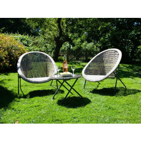 Faux Rattan Garden Furniture Patio Set Includes a Table and 2 Foldaway Chairs