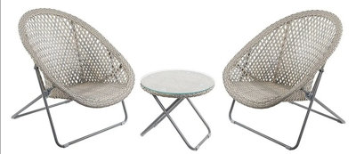 Faux Rattan Garden Furniture Patio Set Includes a Table and 2 Foldaway Chairs - 3