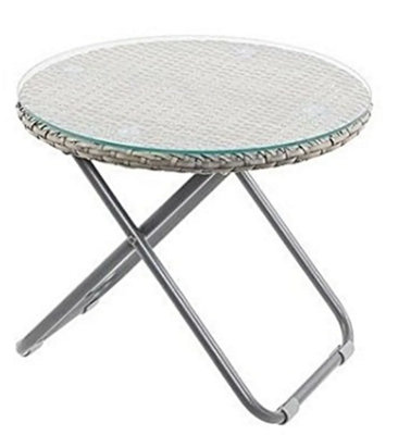 Faux Rattan Garden Furniture Patio Set Includes a Table and 2 Foldaway Chairs - 5