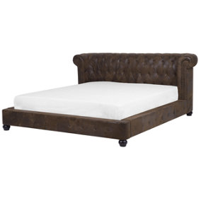 Faux Suede EU Super King Size Waterbed Brown CAVAILLON