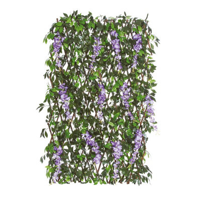 Faux Wisteria Trellis - UV & Weather Resistant Realistic Artificial Flower Garden Wall or Fence Decoration - Measures H180 x W90cm