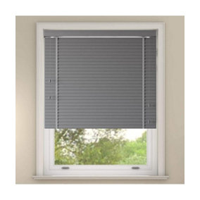 Faux Wood Venetian Blind with tapes 160cm Drop 120cm Wide Light Grey