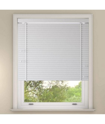 Faux Wood Venetian Blind with tapes 200cm Drop 60cm Wide White