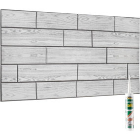 Faux Wood Wall Panels with Adhesive Included - Pack of 6 Sheets -Covering 29.76 ft²(2.76 m²) - Decorative Grey Wooden Design