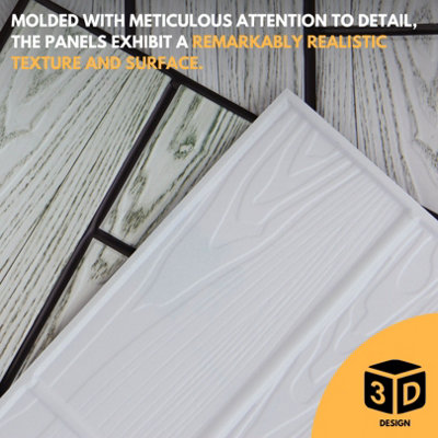 Faux Wood Wall Panels with Adhesive Included - Pack of 6 Sheets -Covering 29.76 ft²(2.76 m²) - Decorative Grey Wooden Design