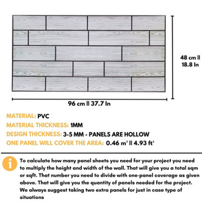 Faux Wood Wall Panels with Adhesive Included - Pack of 6 Sheets -Covering 29.76 ft²(2.76 m²) - Decorative Grey Wooden Design - 3