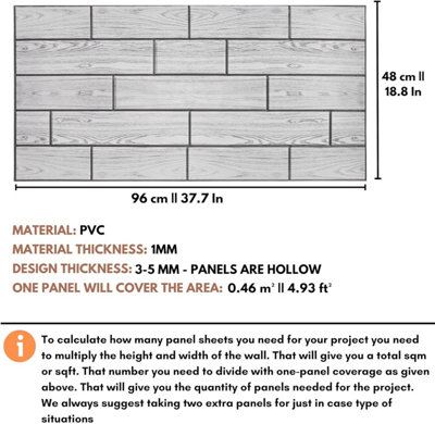 Faux Wood Wall Panels with Adhesive Included - Pack of 6 Sheets -Covering 29.76 ft²(2.76 m²) - Decorative Grey Wooden Design