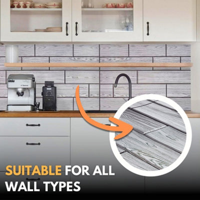 Faux Wood Wall Panels with Adhesive Included - Pack of 6 Sheets -Covering 29.76 ft²(2.76 m²) - Decorative Grey Wooden Design - 5