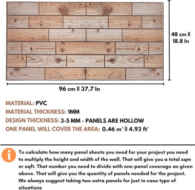 Faux Wood Wall Panels with Adhesive Included - Pack of 6 Sheets -Covering 29.76 ft²(2.76 m²) -Decorative Natural Oak Wooden Design - 4