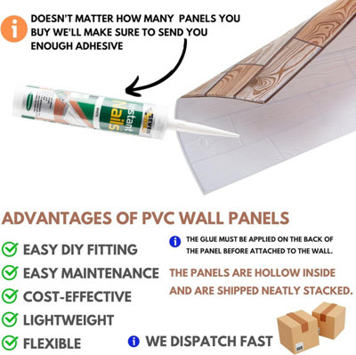 Faux Wood Wall Panels with Adhesive Included - Pack of 6 Sheets -Covering 29.76 ft²(2.76 m²) -Decorative Natural Oak Wooden Design - 5