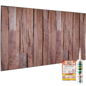 Faux Wood Wall Panels with Adhesive Included - Pack of 6 Sheets -Covering 29.76 ft²(2.76 m²) - Decorative Rustic Wood Pattern