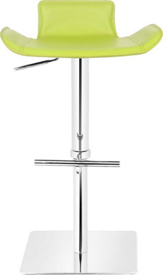 Favoloso Leather Kitchen Bar Stool, Chrome Footrest, Height Adjustable Swivel Gas Lift, Breakfast Bar & Home Barstool, Lime Green