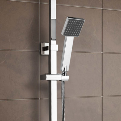 Fawley Square Thermostatic Exposed Mixer Shower Set Twin Head and Bar Kit - 3