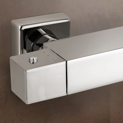 Fawley Square Thermostatic Exposed Mixer Shower Set Twin Head and Bar Kit - 4