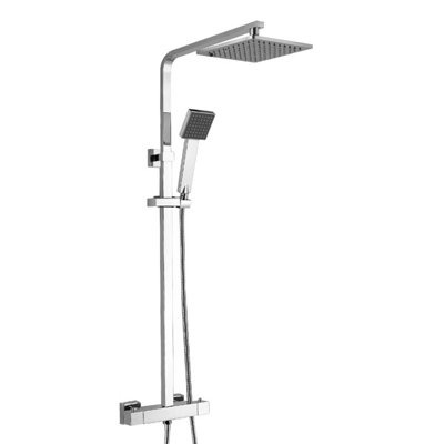 Fawley Square Thermostatic Exposed Mixer Shower Set Twin Head and Bar Kit - 7