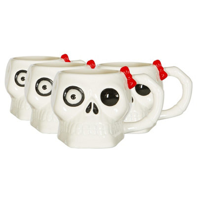 Fax Potato - Halloween Stoneware Skull Mugs - 750ml - Pack of 4