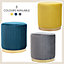 FAY Round Soft Velvet Stool, Cylindrical Footstool, Make Up Seat, Living Room Pouffe, Padded Lightweight Furniture, YELLOW