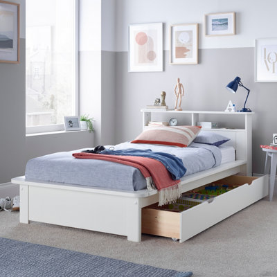 Faye White Wooden Storage Bed With Drawer | DIY at B&Q