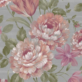 Pink Vinyl Floral Wallpaper, Wallpaper & wall coverings