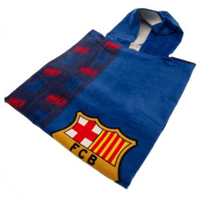 FC Barcelona Childrens/Kids Crest Hooded Towel Navy/Red (One Size)
