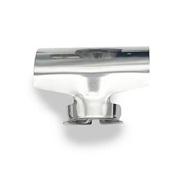 A heat gun reflector nozzle with a curved shape designed for evenly distributing heat around pipework, making it ideal for bending and molding materials like plastic or copper pipes.