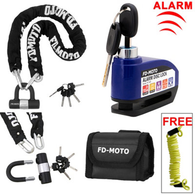 FD-Moto 1.2M X 10mm Motorcycle Chain Padlock And Black / Blue Disc ...
