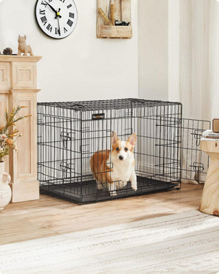 FEANDREA 36 Dog Puppy Cage Foldable Metal Pet Carrier 2 Doors with Tray PPD36H Price Comparisons | Compare The Build