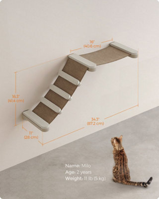Feandrea Cat Climbing Hammock Wall Mounted Cat Bed with Stairs Floating Cat Perch Replaceable Washable Easy Maintenance DIY at B Q