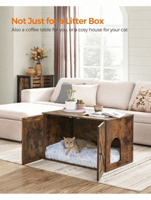 Feandrea Cat Litter Box Enclosure, Hidden Litter Box Furniture With ...