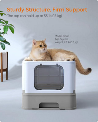 Feandrea Cat Litter Box, Feline Waste Box with Cover, Pull-Out Drawer ...