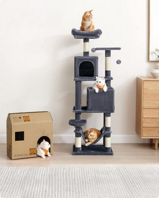 Feandrea Cat Tree, 155 cm Cat Tower for Indoor Cats, Plush Multi-Level Cat Condo with 5 Scratching Posts, 2 Caves, Hammock Price Comparisons | Compare The Build